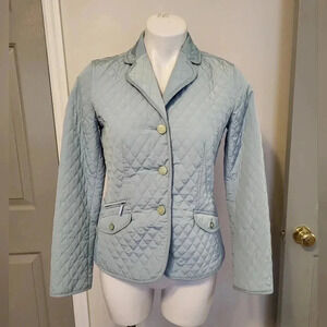 Talbots Quilted Fully Lined Button Down Blue Petite Blazer Jacket(4)